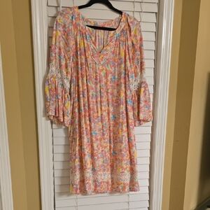 Crown & Ivy Pink and Orange Ruffled Tiered Sundress